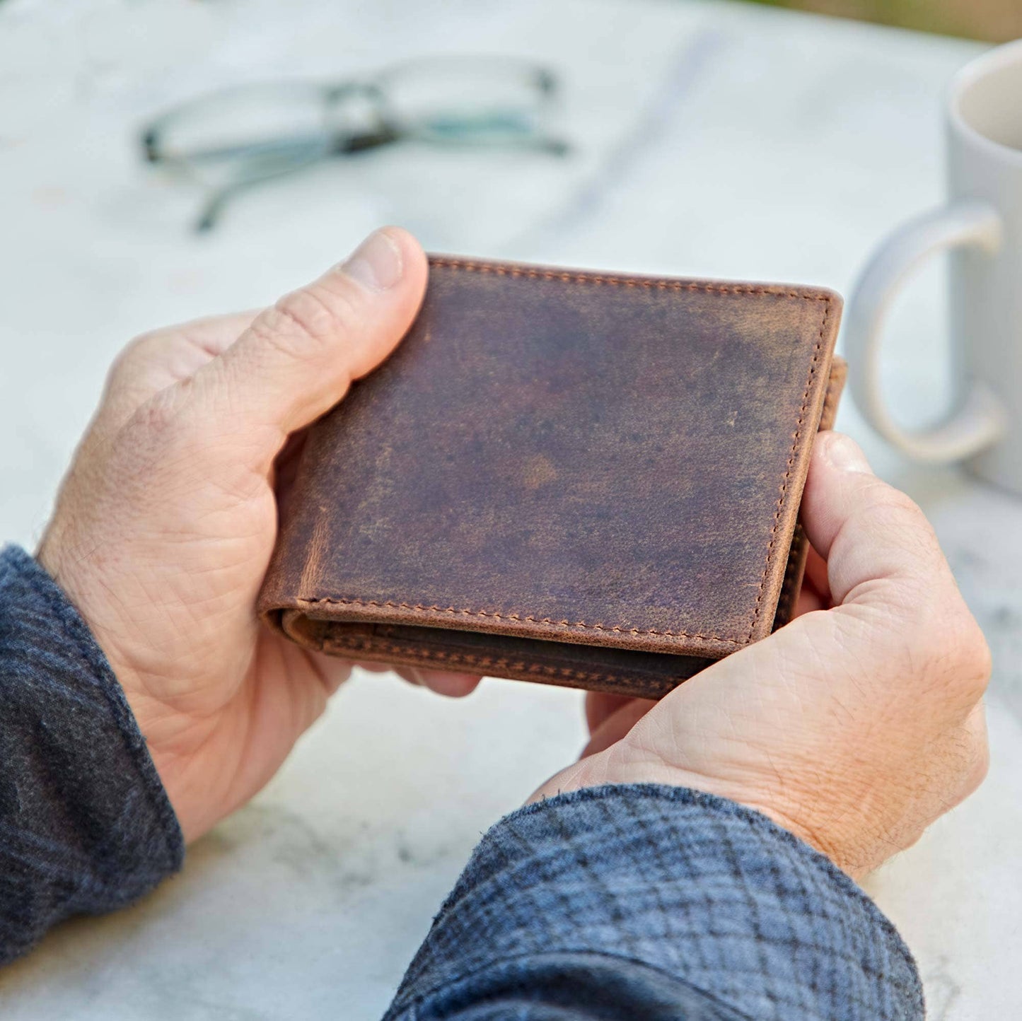Handmade Buffalo Leather Wallet: Brown