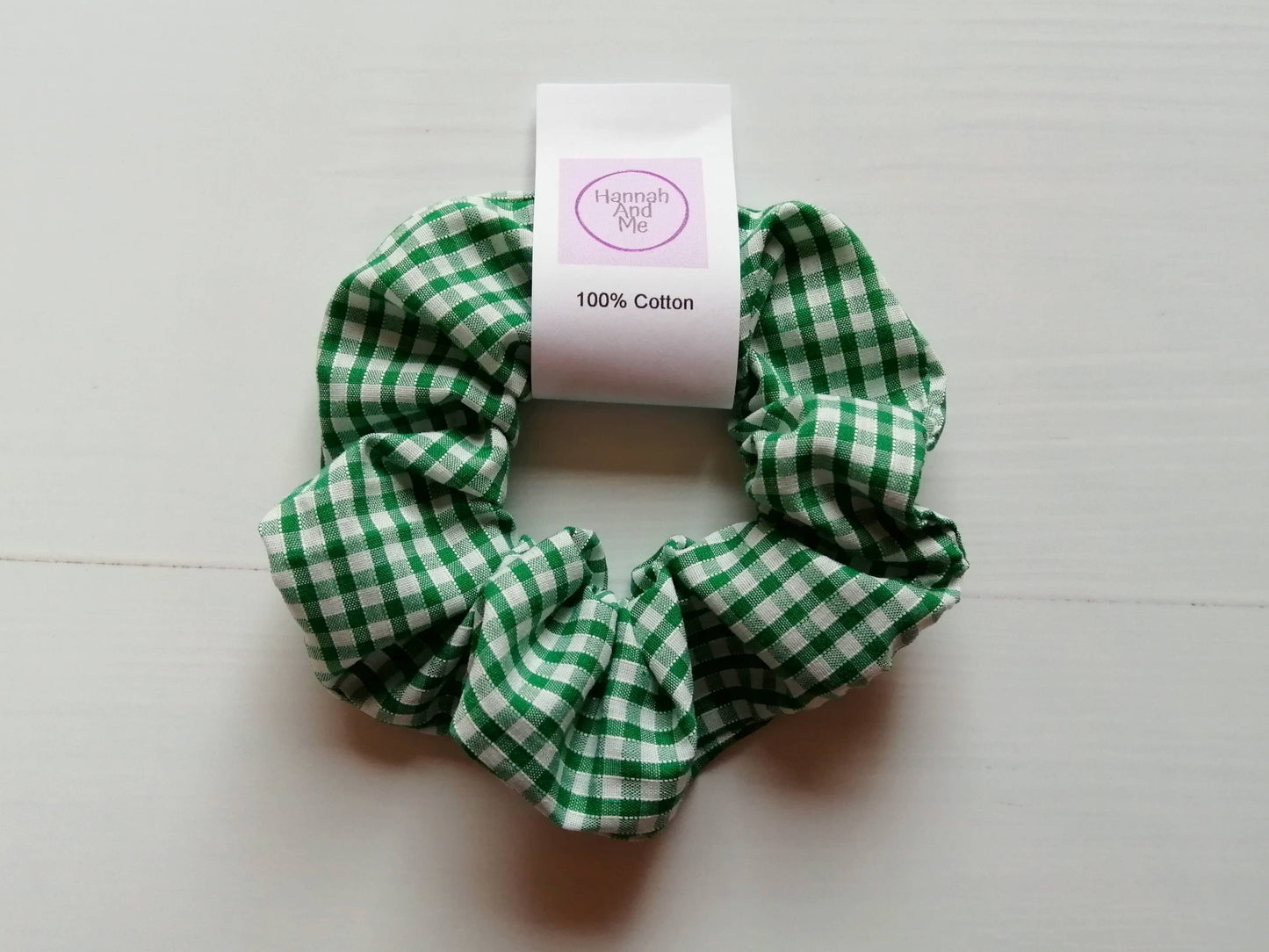 Gingham scrunchie, school hair accessory, checked scrunchies: Yellow