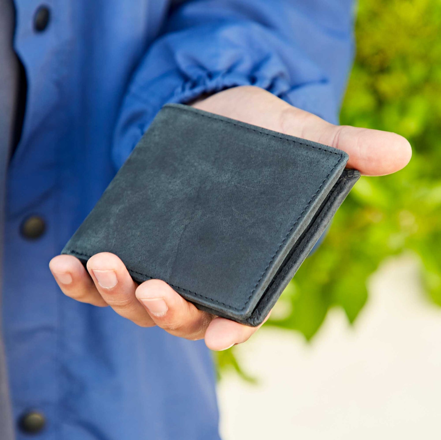 Handmade Buffalo Leather Wallet: Black