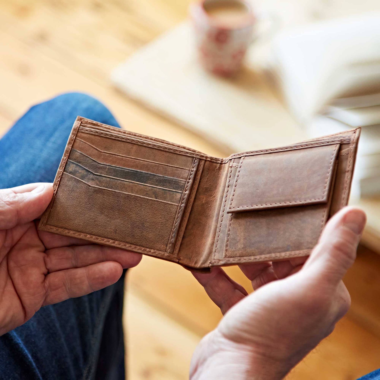 Handmade Buffalo Leather Wallet: Brown