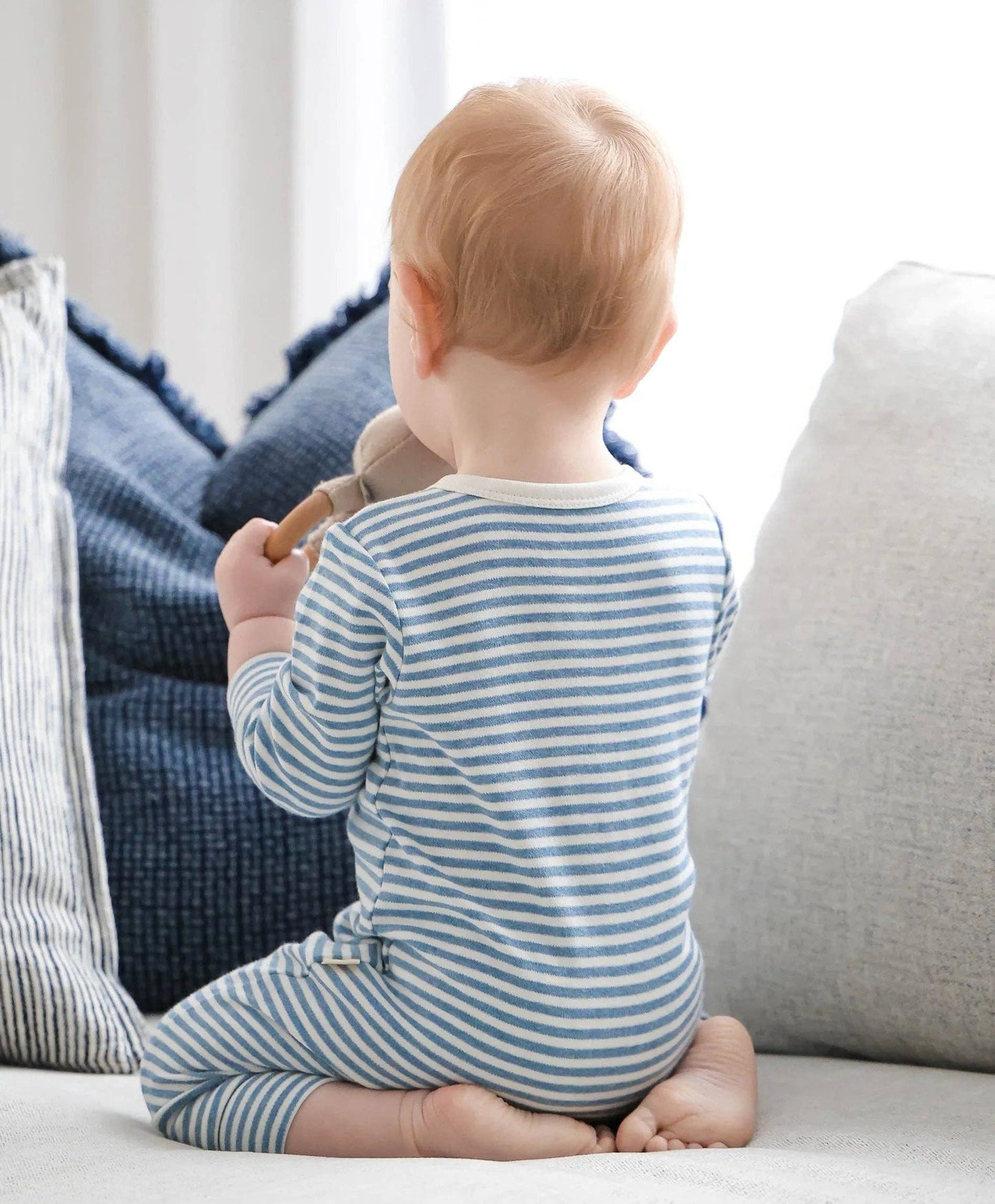 Lūmmi Organic Cotton ZipGrowsuit - Blue Stripes