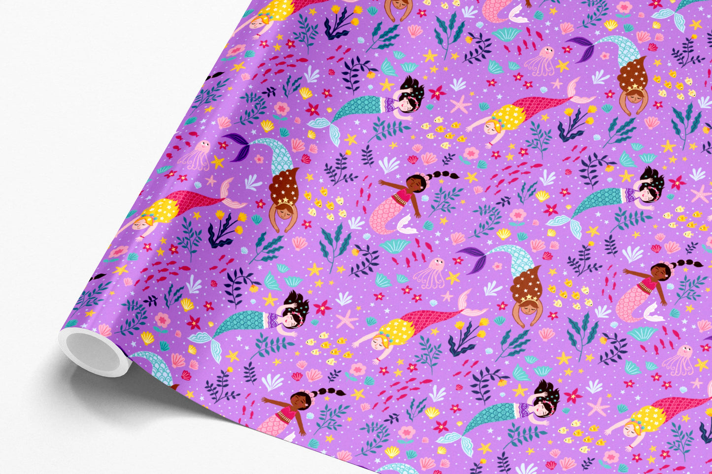 Girls Purple Mermaid Wrapping Paper, Gift Wrap, For Kids