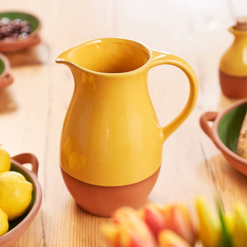 Sintra Glazed Terracotta Jug - Ochre: Yellow