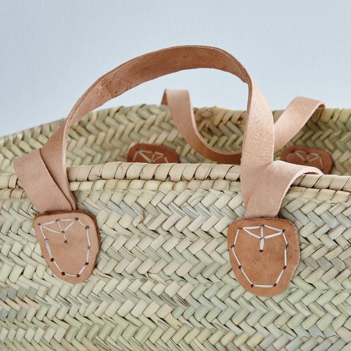002 STRAW BAG With Double Leather Handles - bags for women: Natural