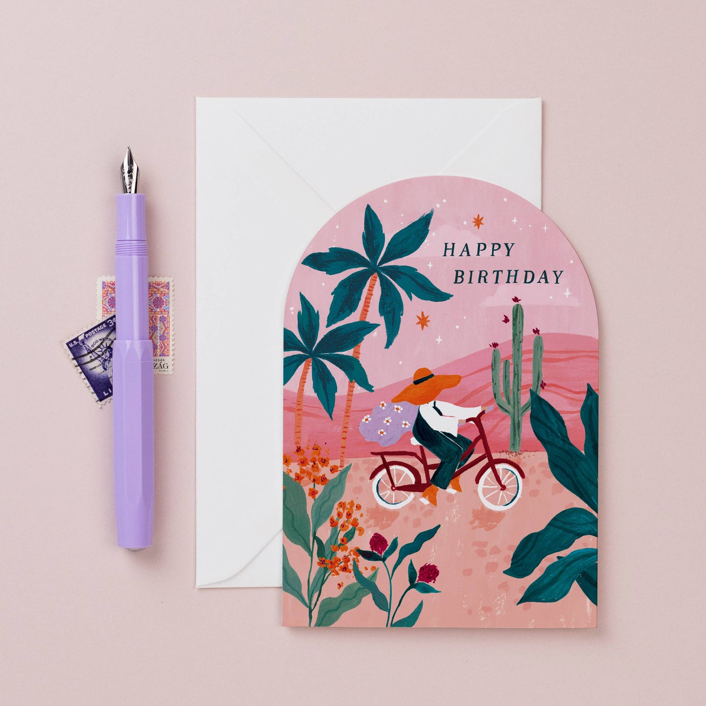 Sunset Bike Birthday Card | Female Birthday Card | Bohemian