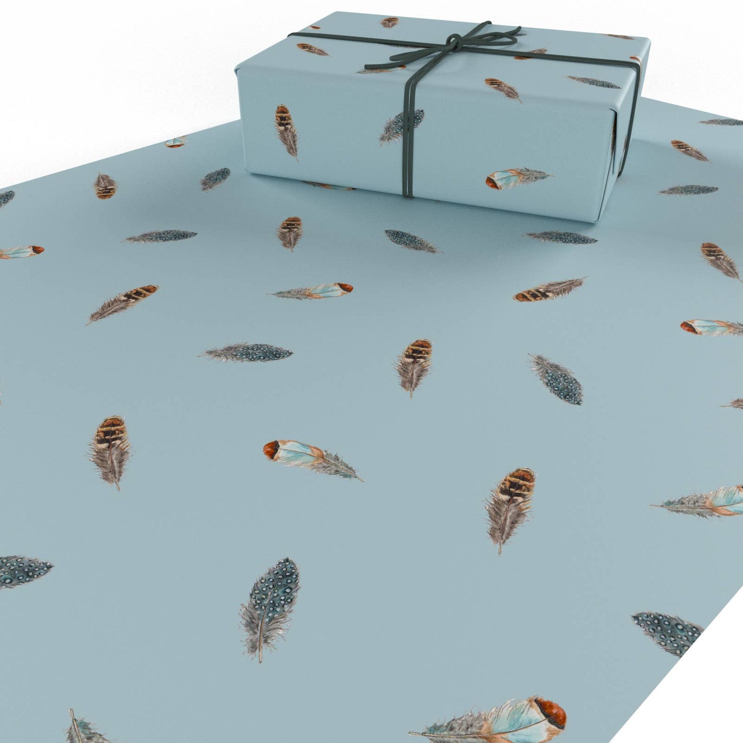 Blue Feathers Wrapping Paper • ECO Friendly • UK Made