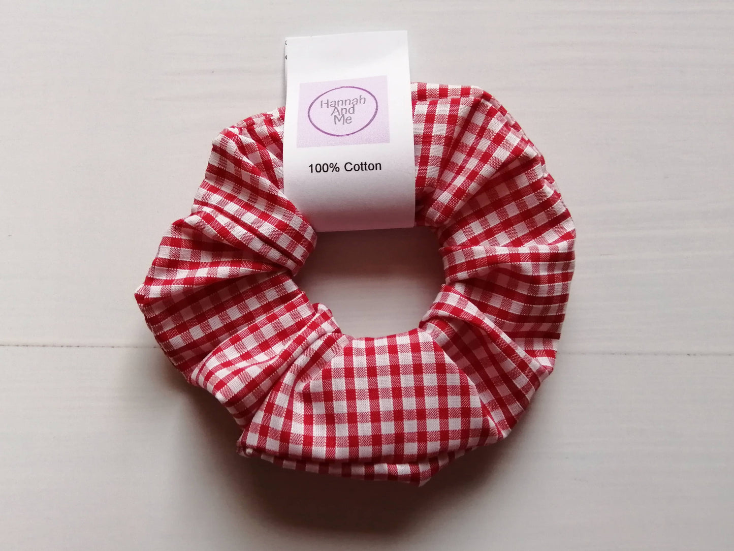 Gingham scrunchie, school hair accessory, checked scrunchies: Yellow