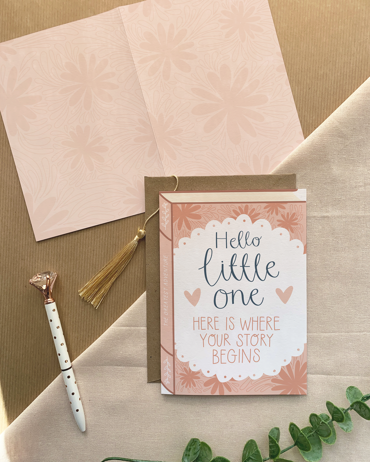 Hello Little One – Luxury Baby Book Greeting Card: Naked and Nested