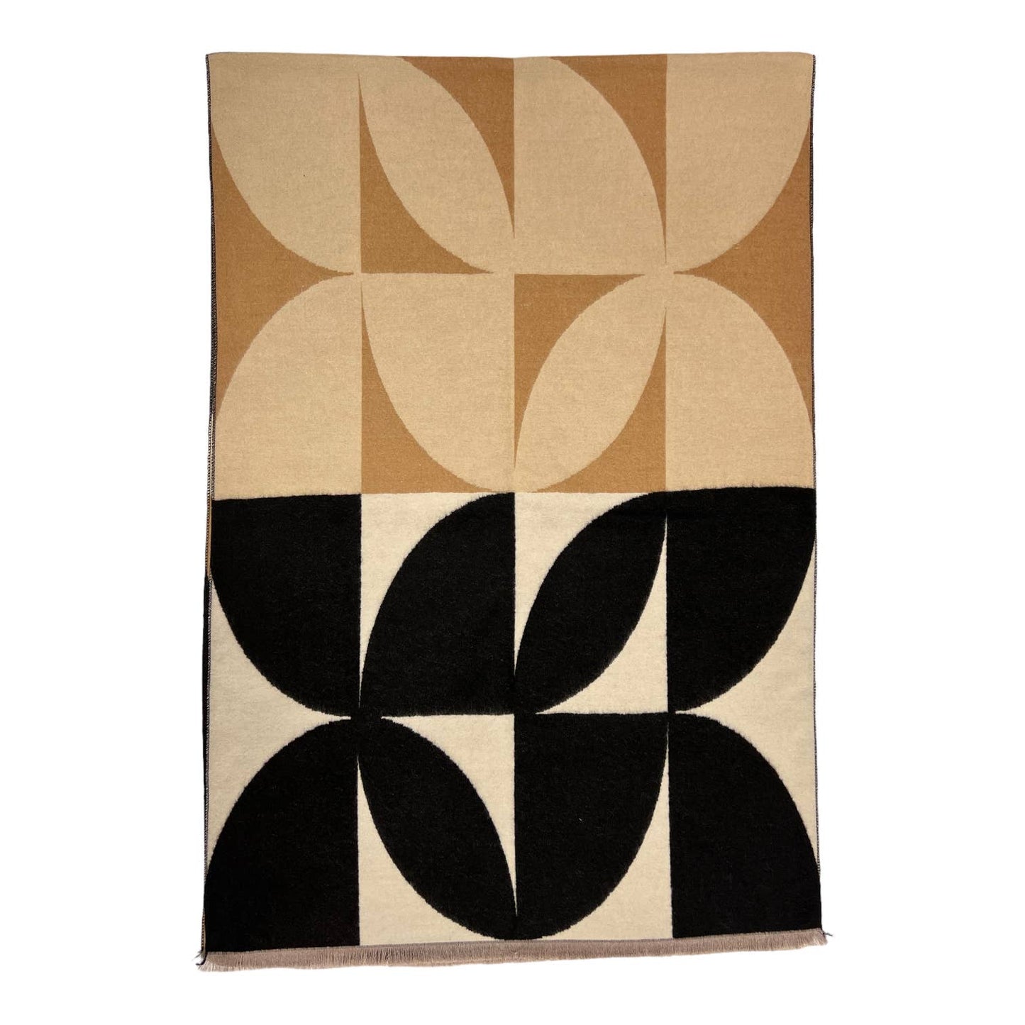 Retro print on cashmere blend scarf finished with fringes: Blacca