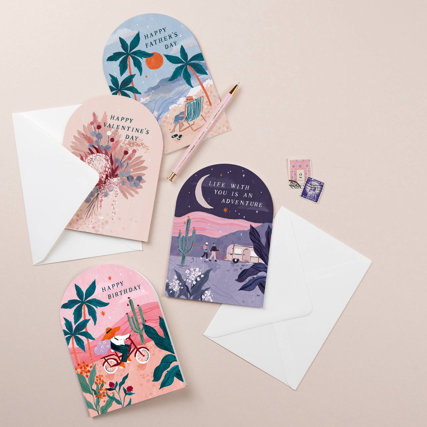 Sunset Bike Birthday Card | Female Birthday Card | Bohemian