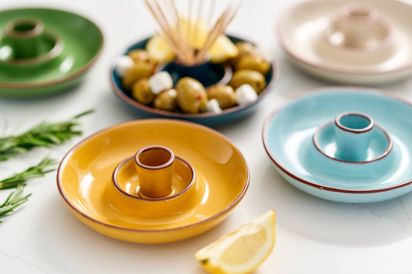 Sintra Glazed Terracotta Olive Dish - Ink Blue