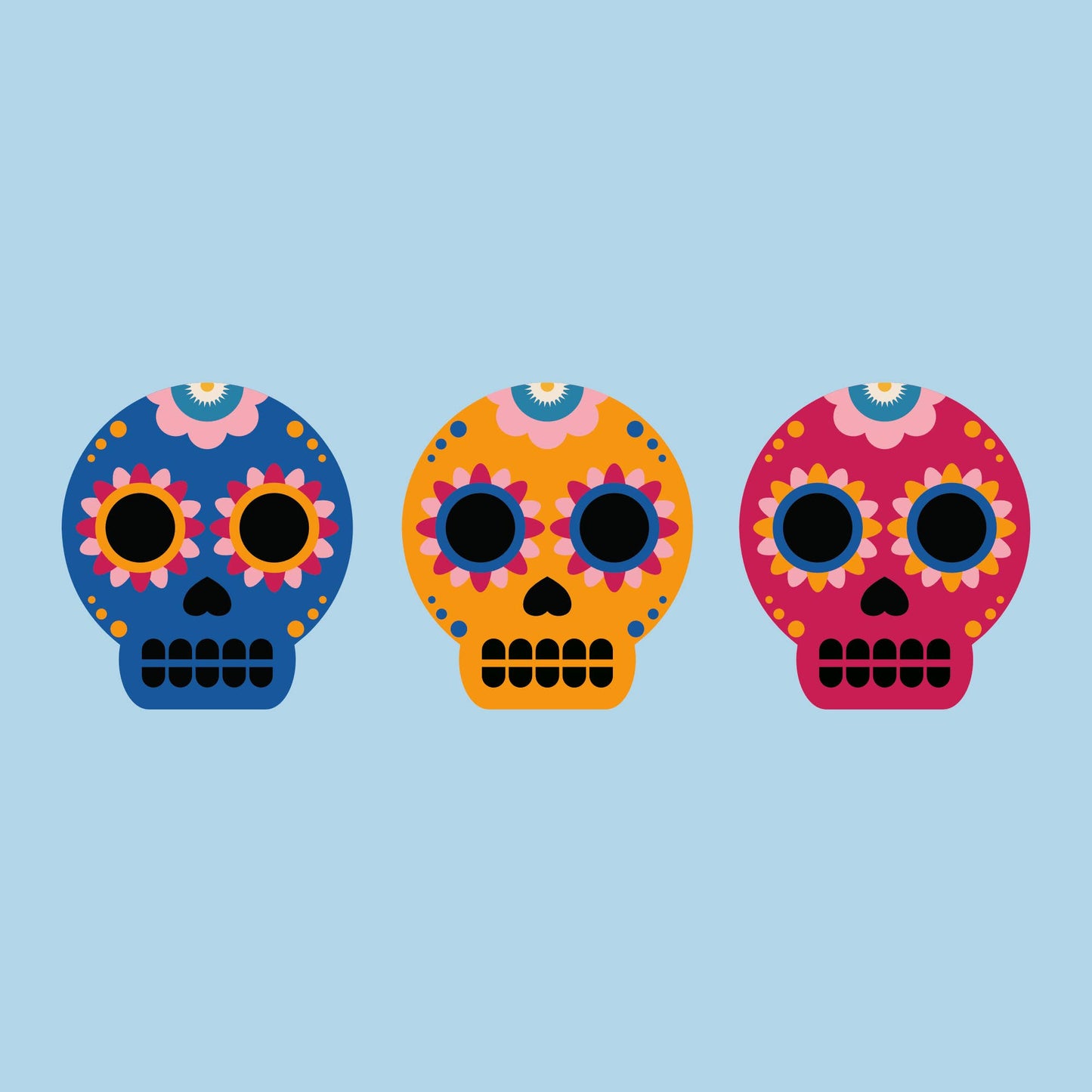 Mismatched sugar skulls - eco friendly wooden stud earrings