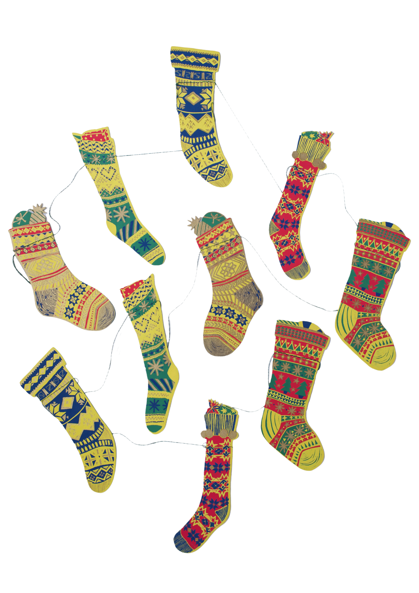 Festive Stockings Sewn Garland