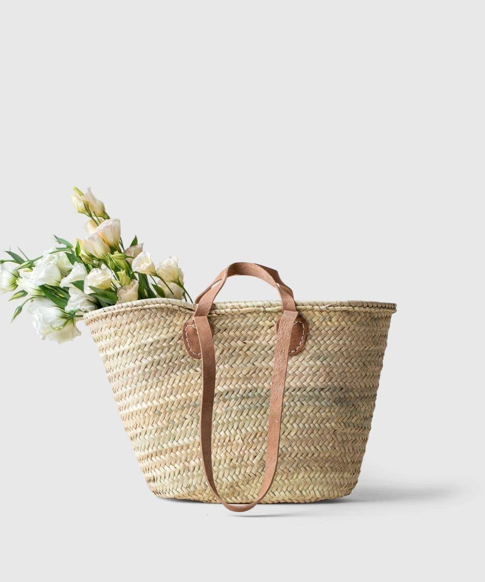 002 STRAW BAG With Double Leather Handles - bags for women: Natural