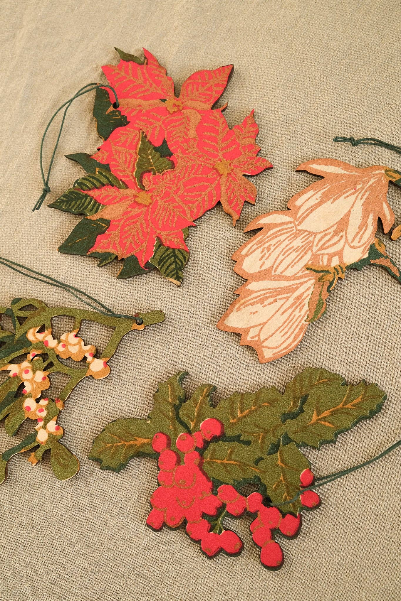 Festive Foliage Wooden Ornaments