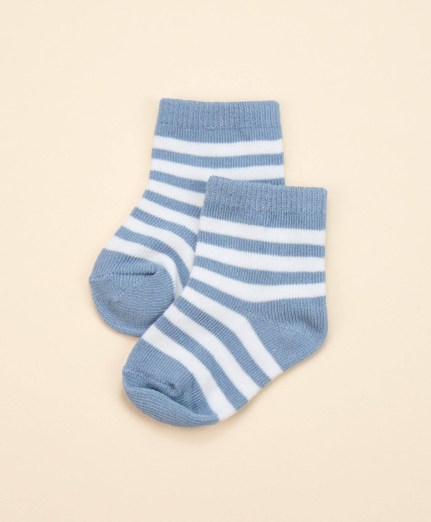 Organic Cotton Baby Socks - Blue Stripes: 0-9m