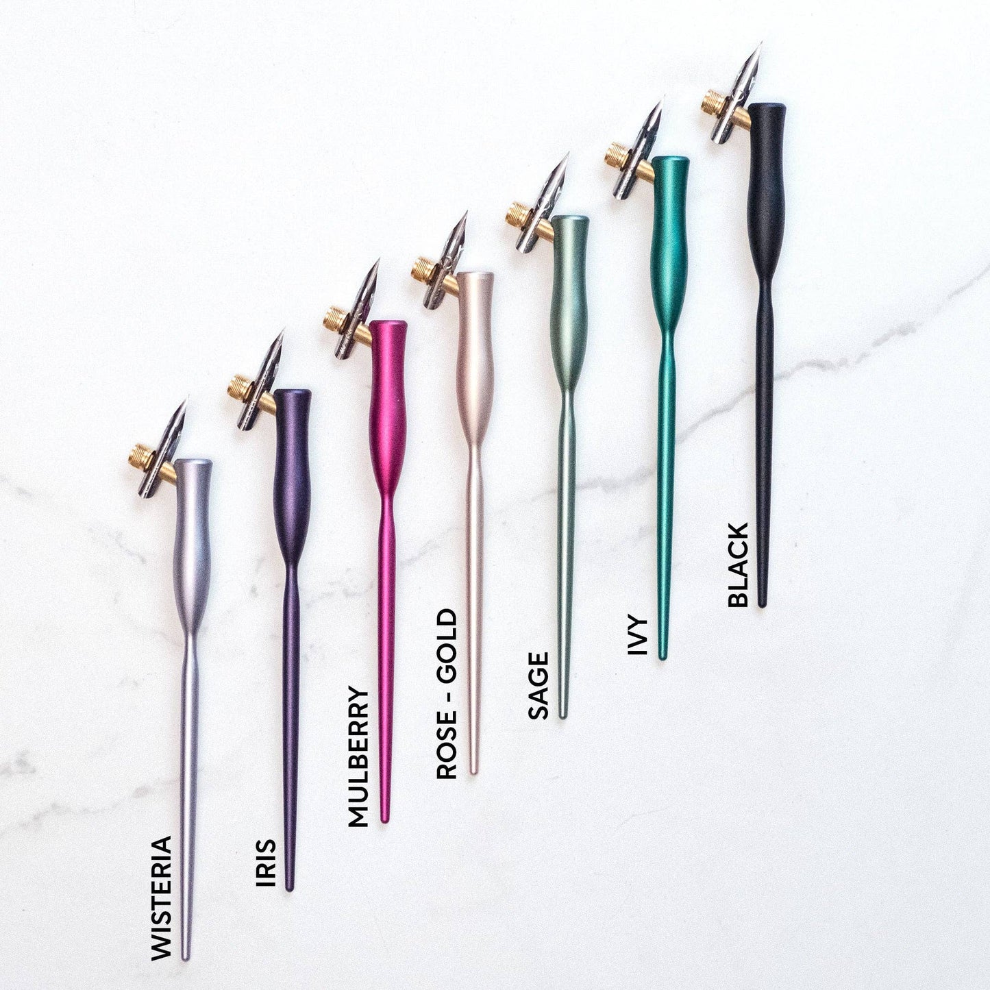 Flourish Calligraphy Pen: Rose Gold / Oblique (nib at an angle)