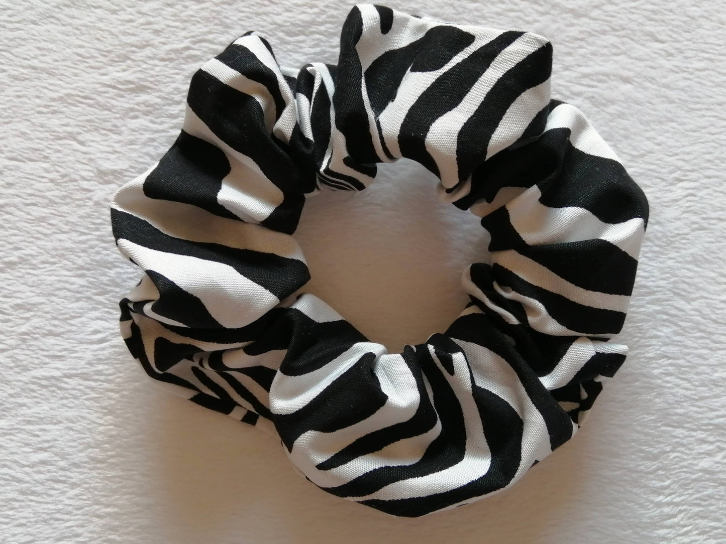 Zebra print scrunchie
