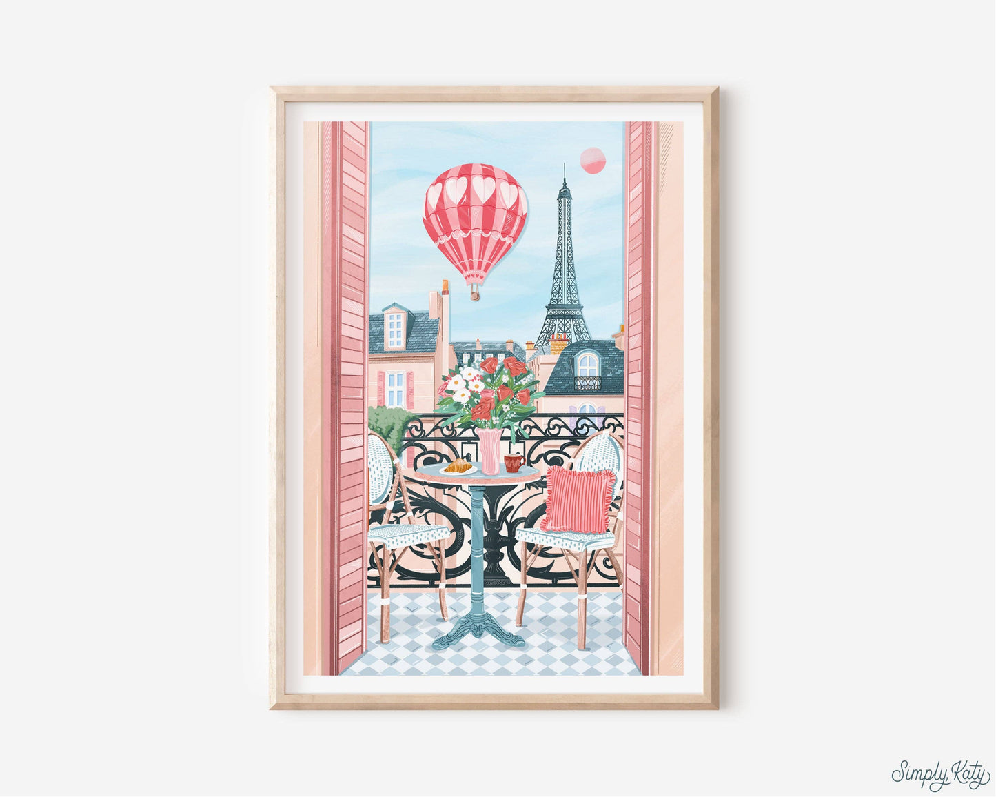 Paris Window Scene Print: A3