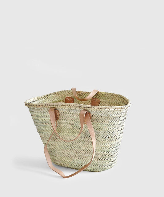 002 STRAW BAG With Double Leather Handles - bags for women: Natural