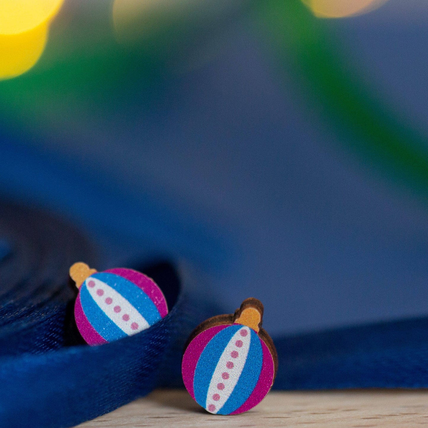 Cute, wooden, vintage baubles earrings