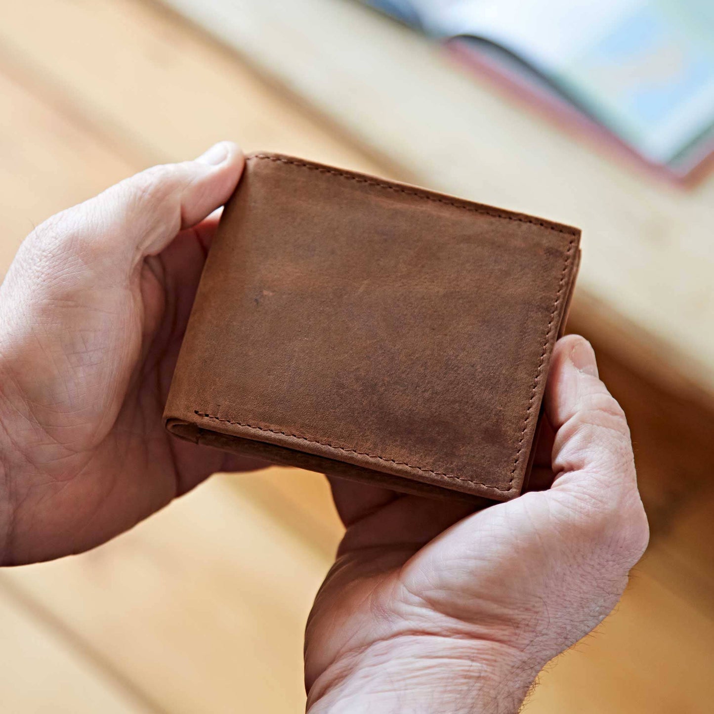 Handmade Buffalo Leather Wallet: Brown