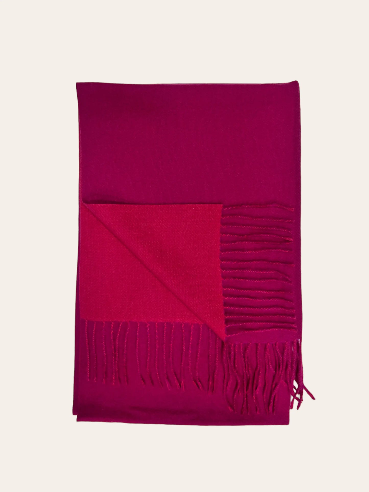 Reversible two tone coloured plain cashmere blend scarf: Pink