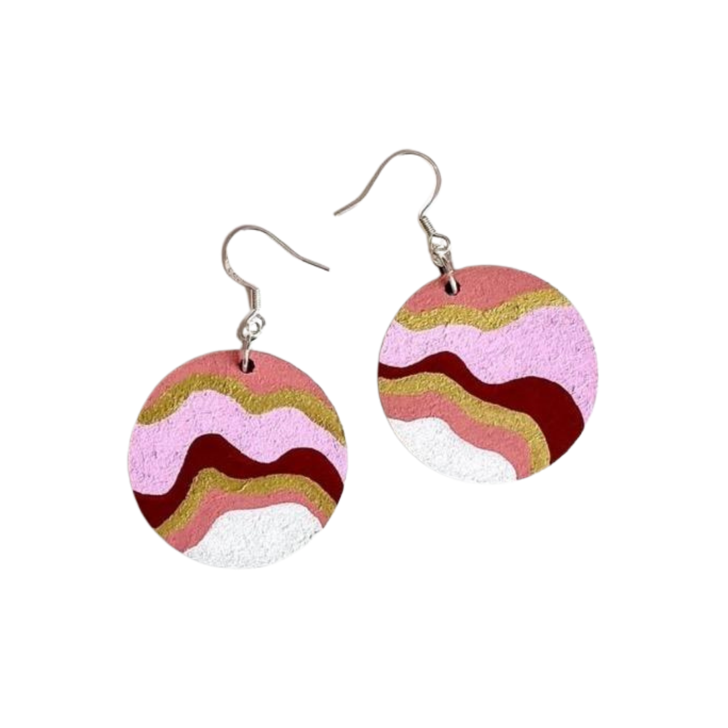 Pink and gold frill print dangle earrings earrings