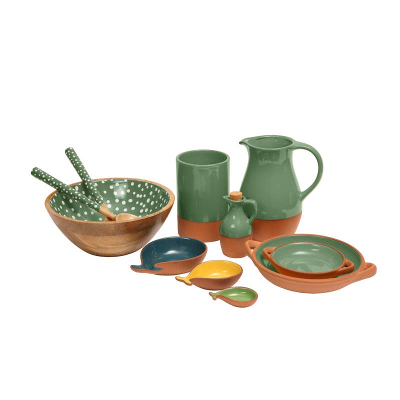Sintra Glazed Terracotta Jug - Green: Green