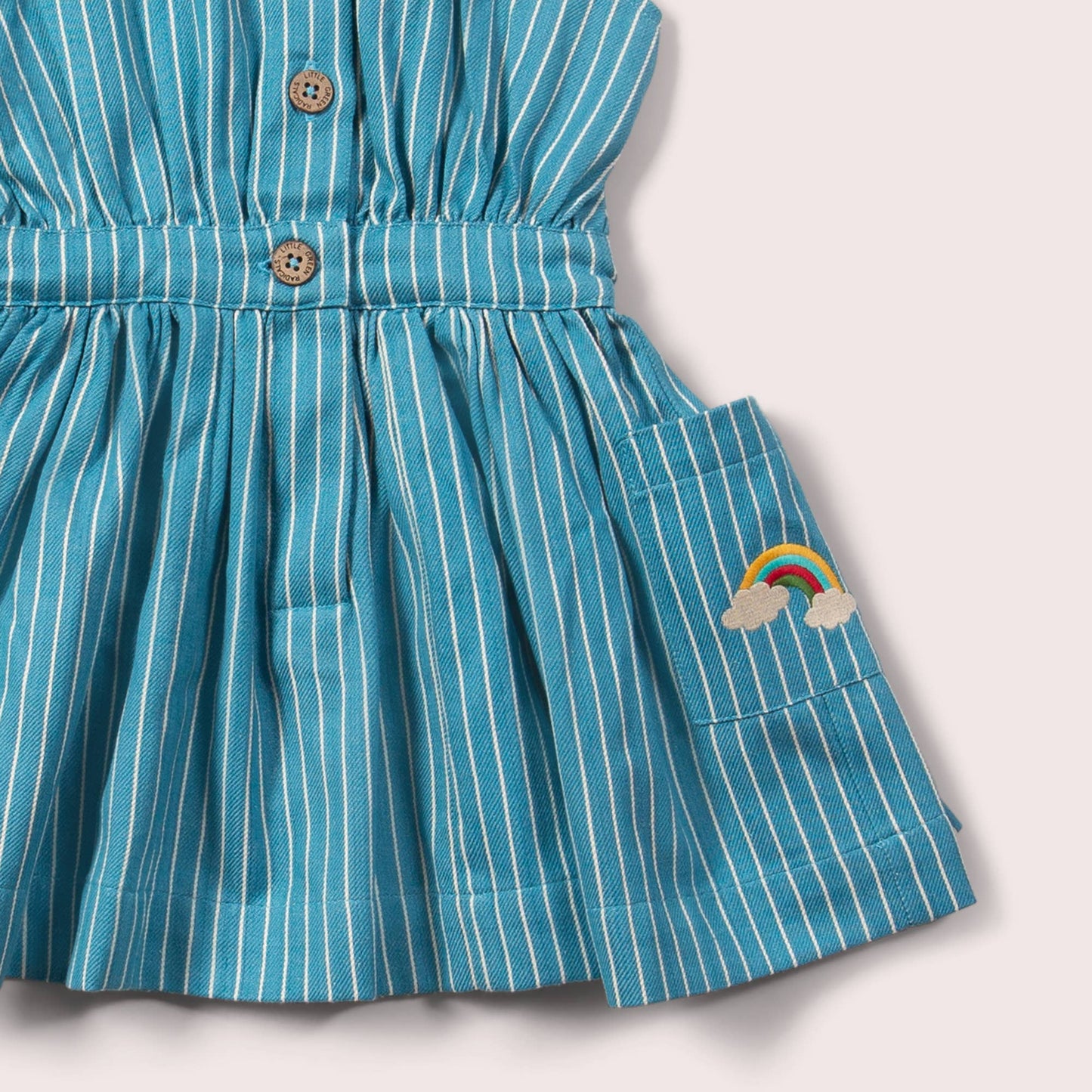 2-3yr Horizon Blue Striped Pinafore Button Dress