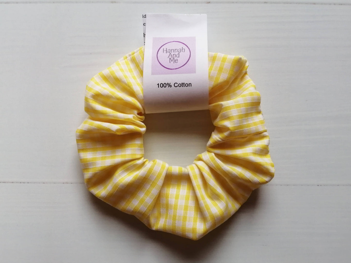 Gingham scrunchie, school hair accessory, checked scrunchies: Yellow
