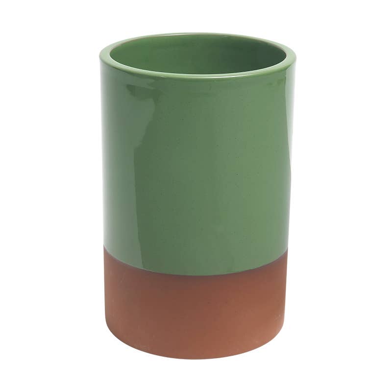 Sintra Glazed Terracotta Wine Cooler - Green: Green