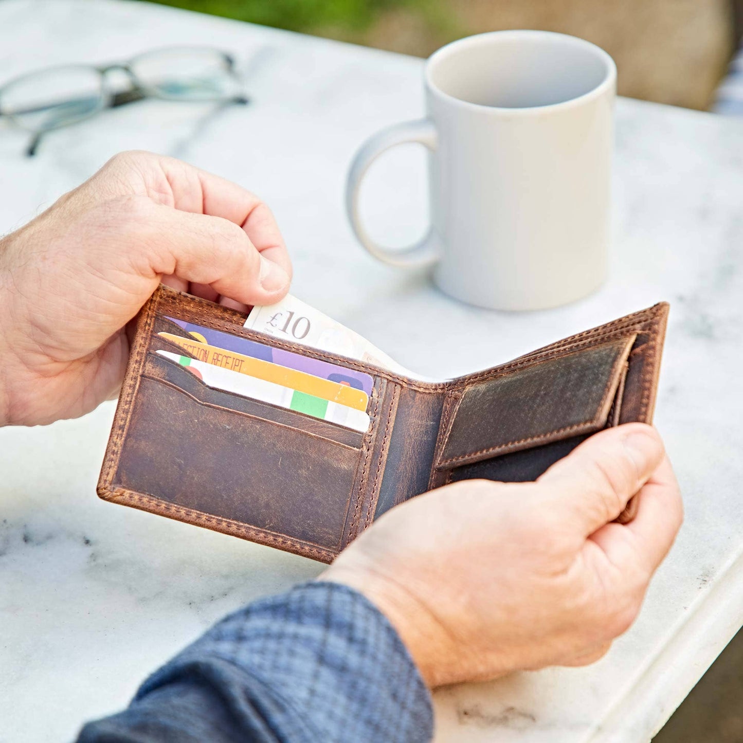 Handmade Buffalo Leather Wallet: Brown
