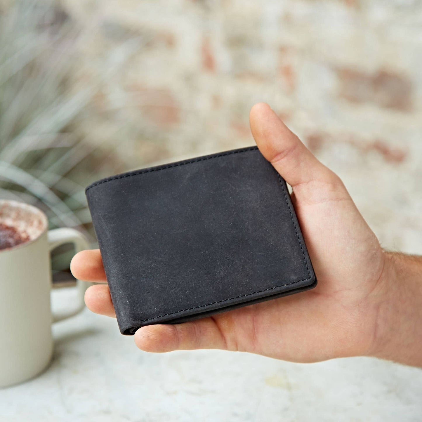 Handmade Buffalo Leather Wallet: Black