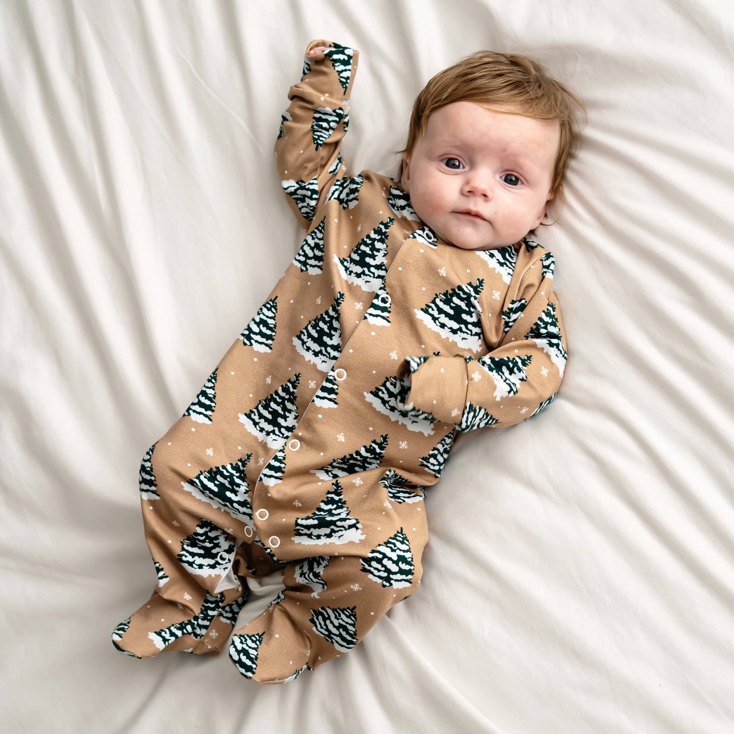 Snowy Trees Cotton Sleepsuit: 3-6 M