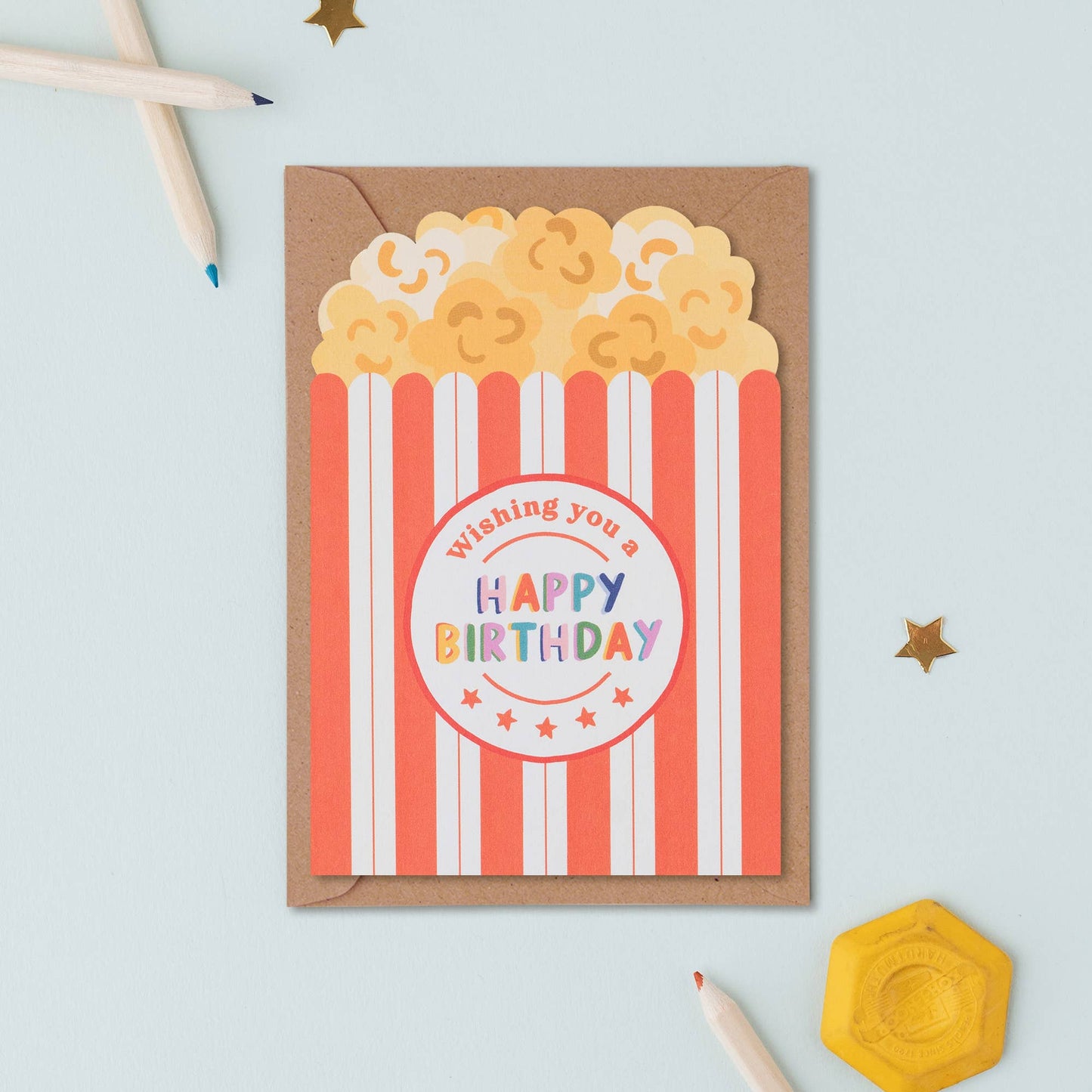 Popcorn Birthday Card | Food themed Birthday Card