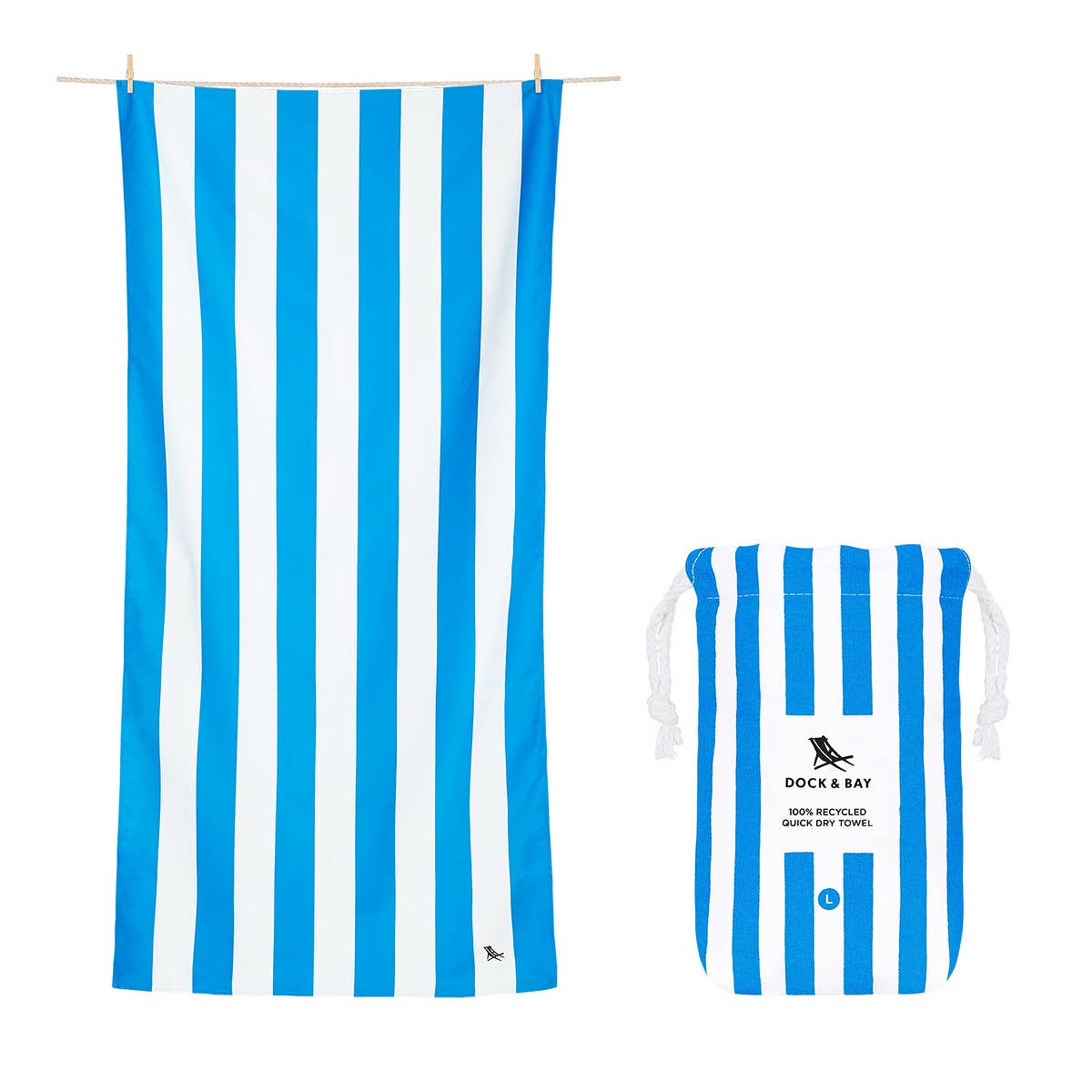 Dock & Bay Quick Dry Towels - Cabana - Bondi Blue: Extra Large