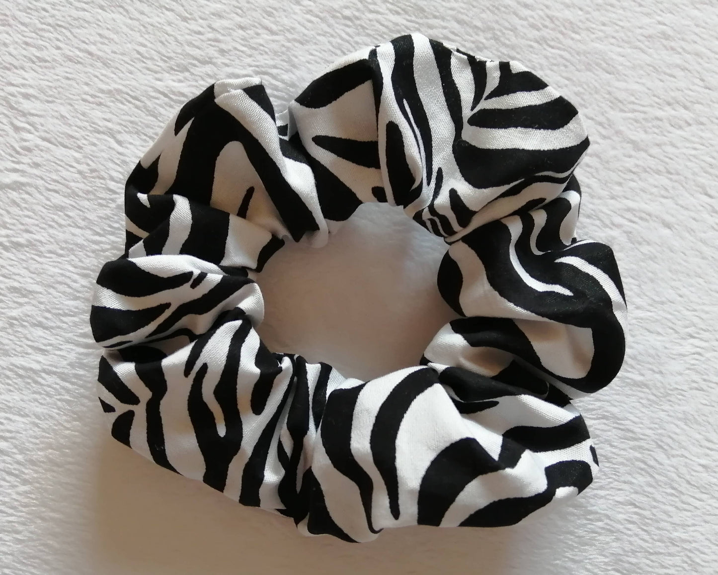 Zebra print scrunchie