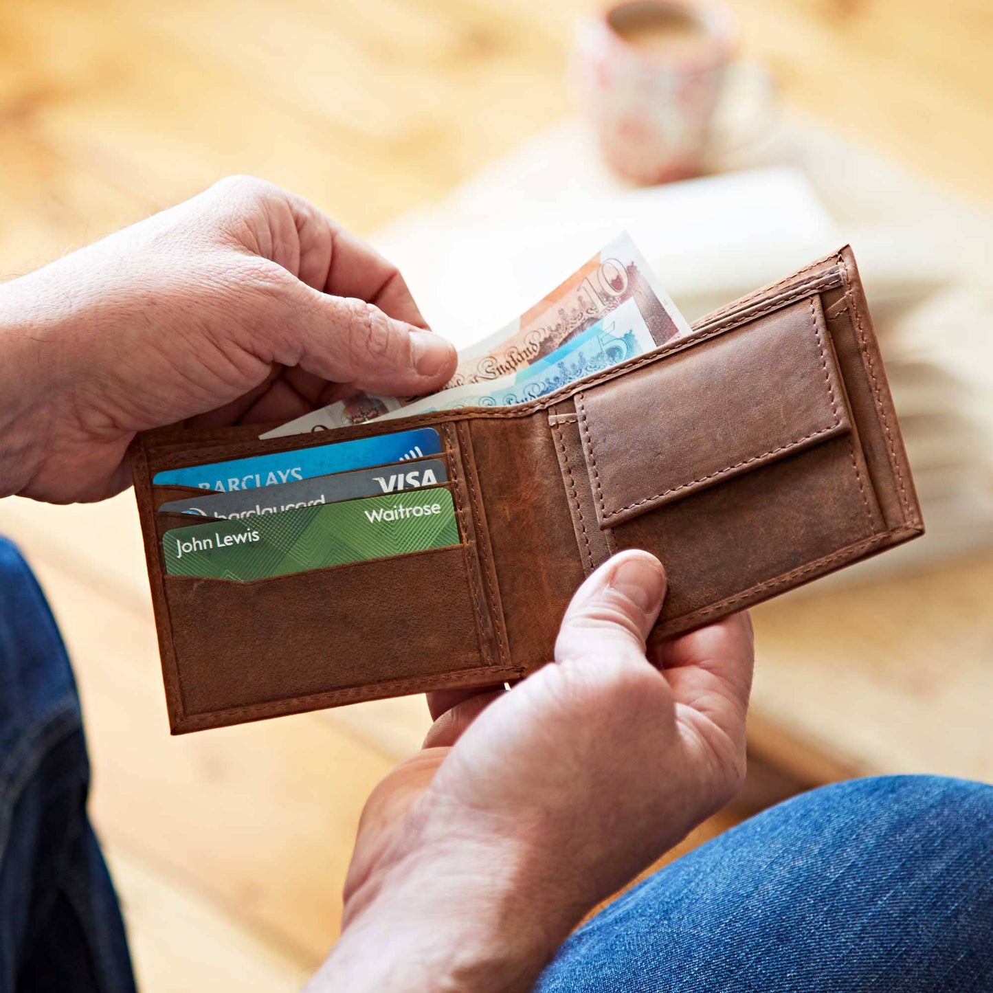 Handmade Buffalo Leather Wallet: Brown