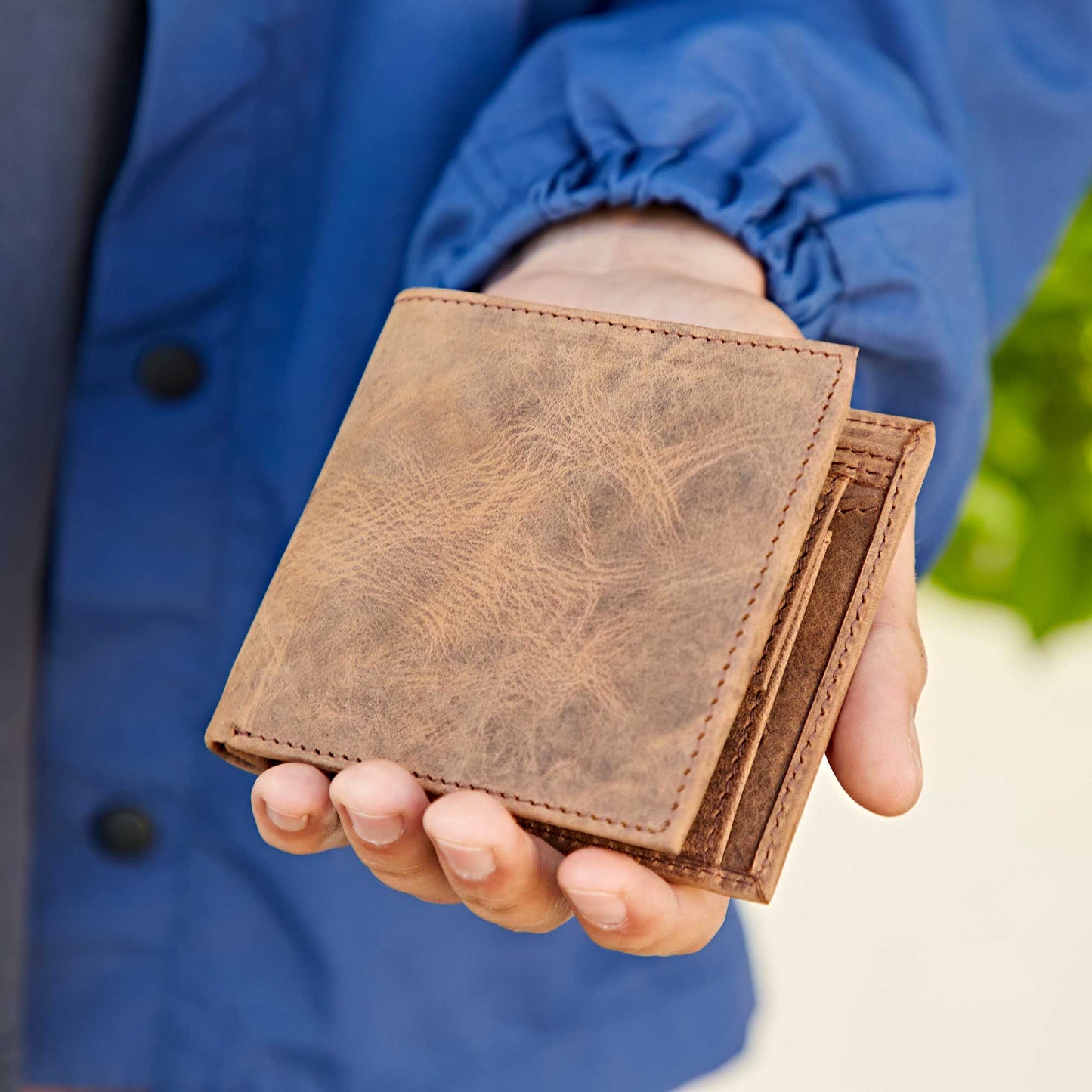 Handmade Buffalo Leather Wallet: Brown