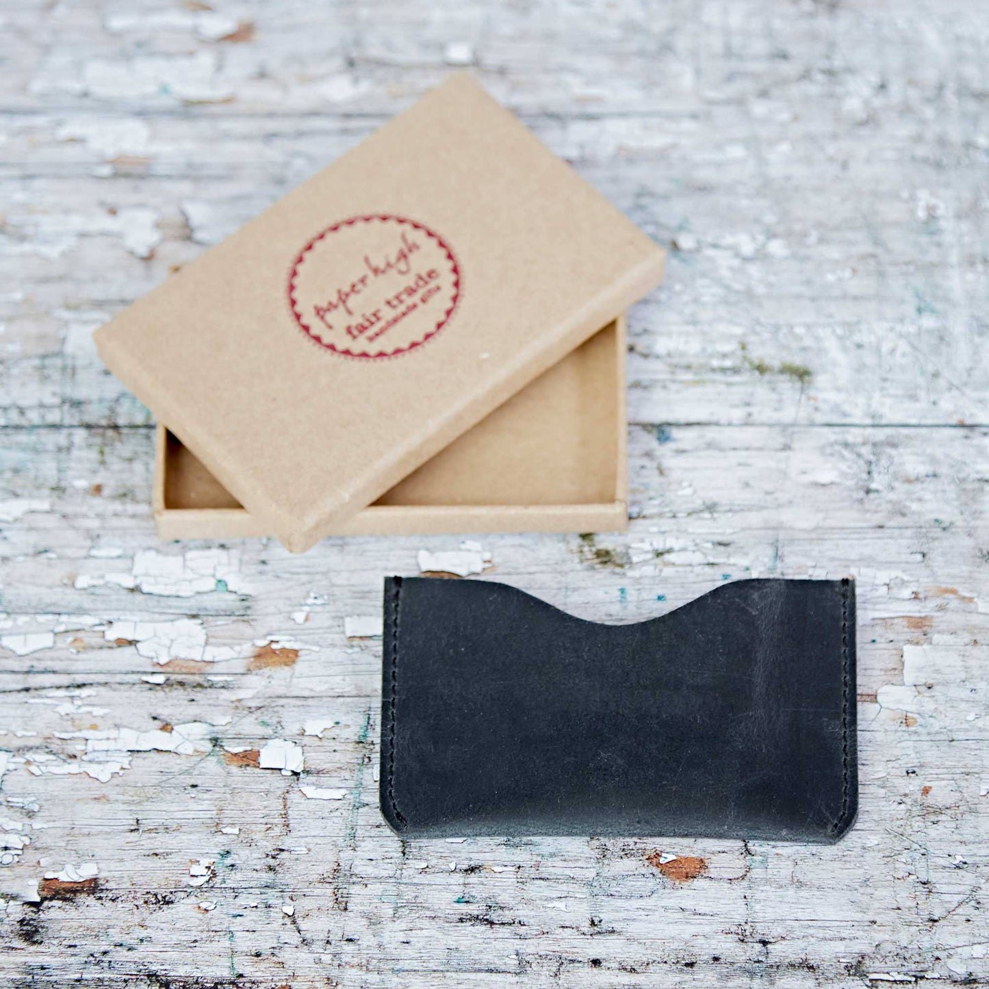 Buffalo Leather Slim Credit Card Holder - Handmade: Black