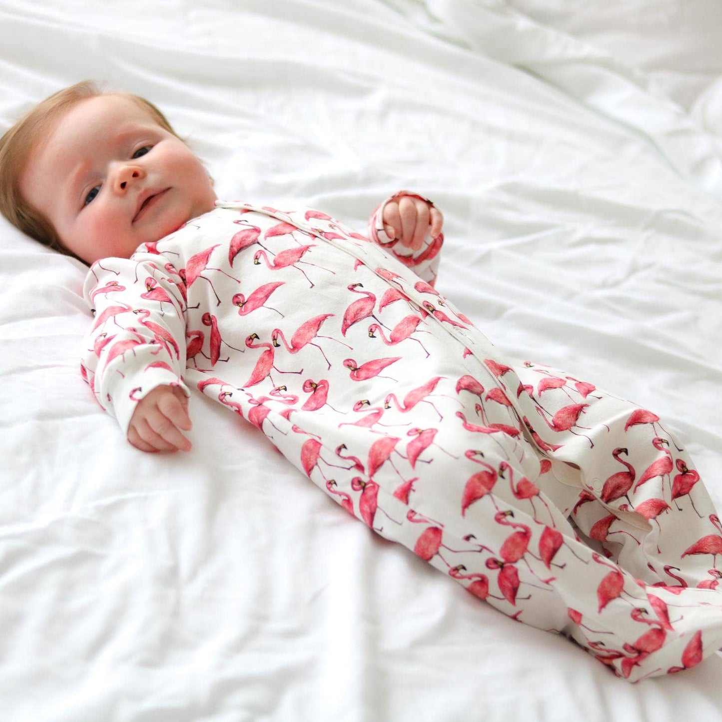Flamingo cotton sleepsuit: 0-3 M