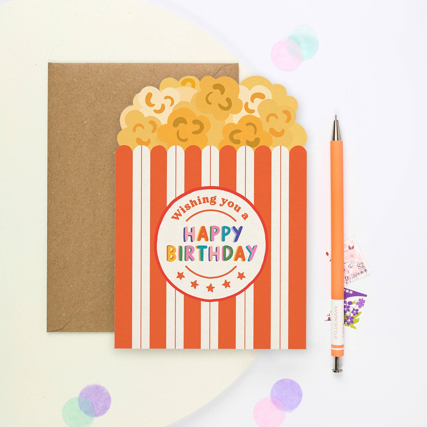 Popcorn Birthday Card | Food themed Birthday Card