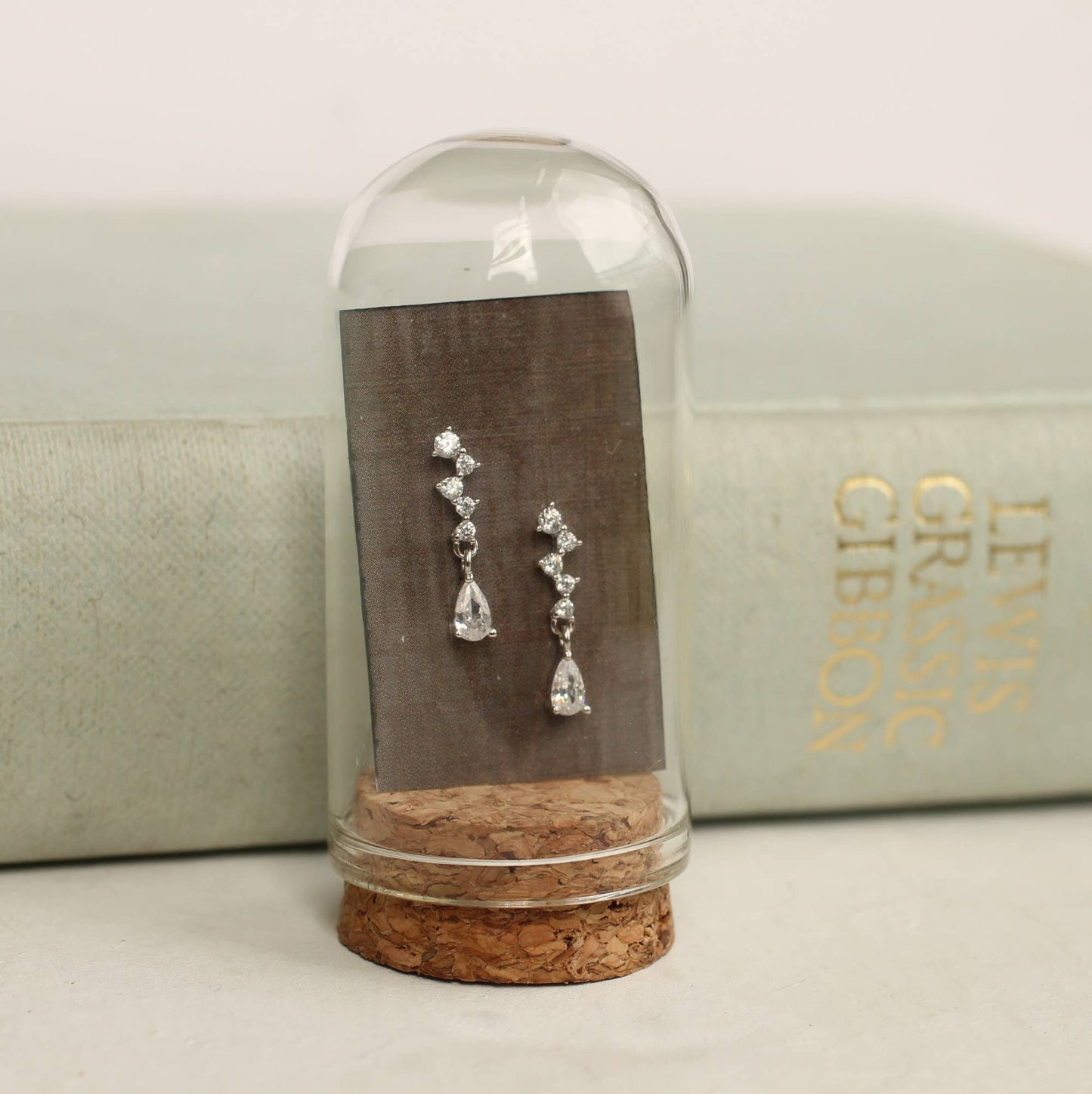 Waterfall Cascade Sterling Silver Stud Earrings: Linen Presentation Card