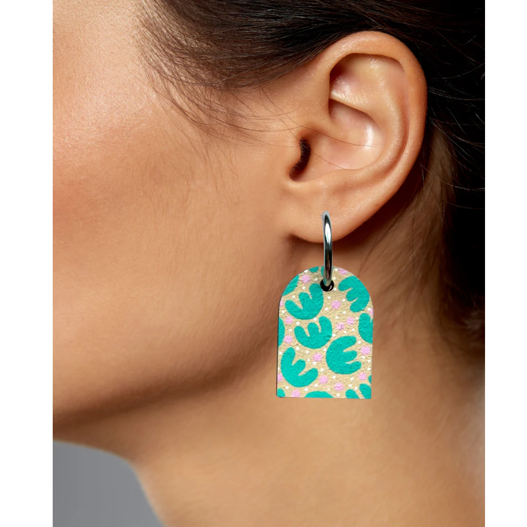 Ivy and Ginger - Hand painted fun retro tropic arch dangle hoop earrings