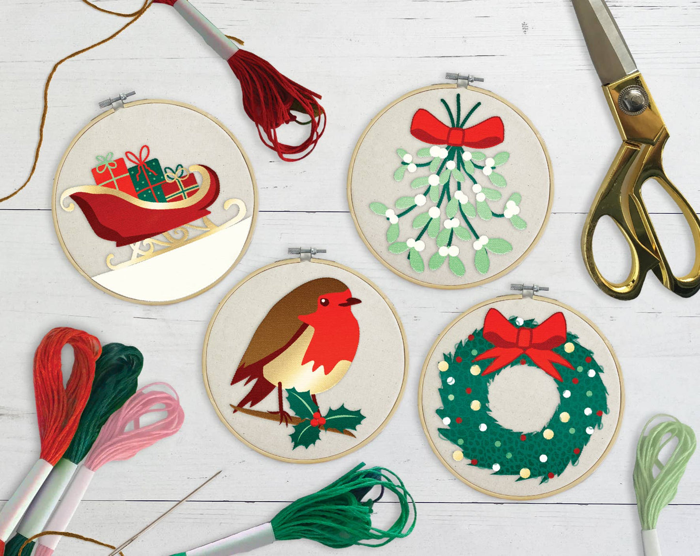 Sew & So On Embroidery Hoop Decorations - Merry and Bright