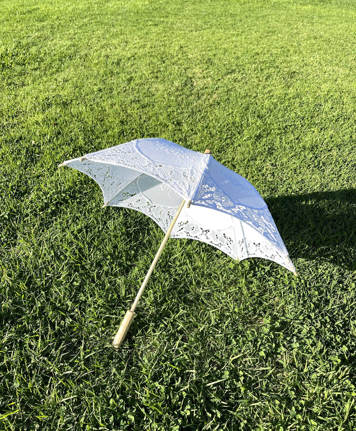 Child Size Half Lace Cotton Lace Umbrella: White