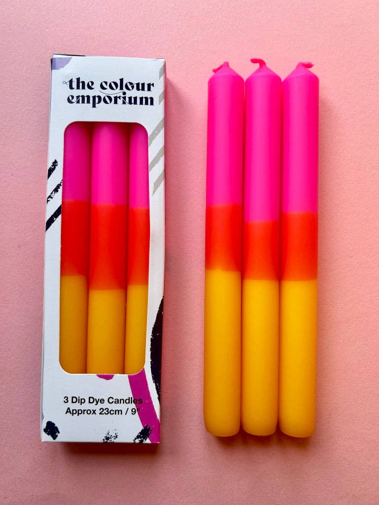 INDIAN SUMMER Dip Dye Dinner Candles trio