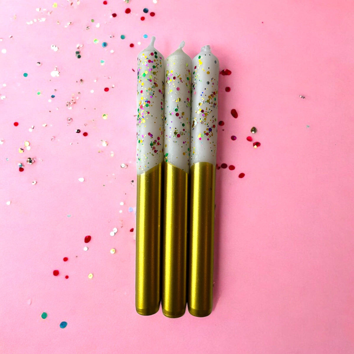 FUNFETTI Dip Dye Dinner Candle Trio