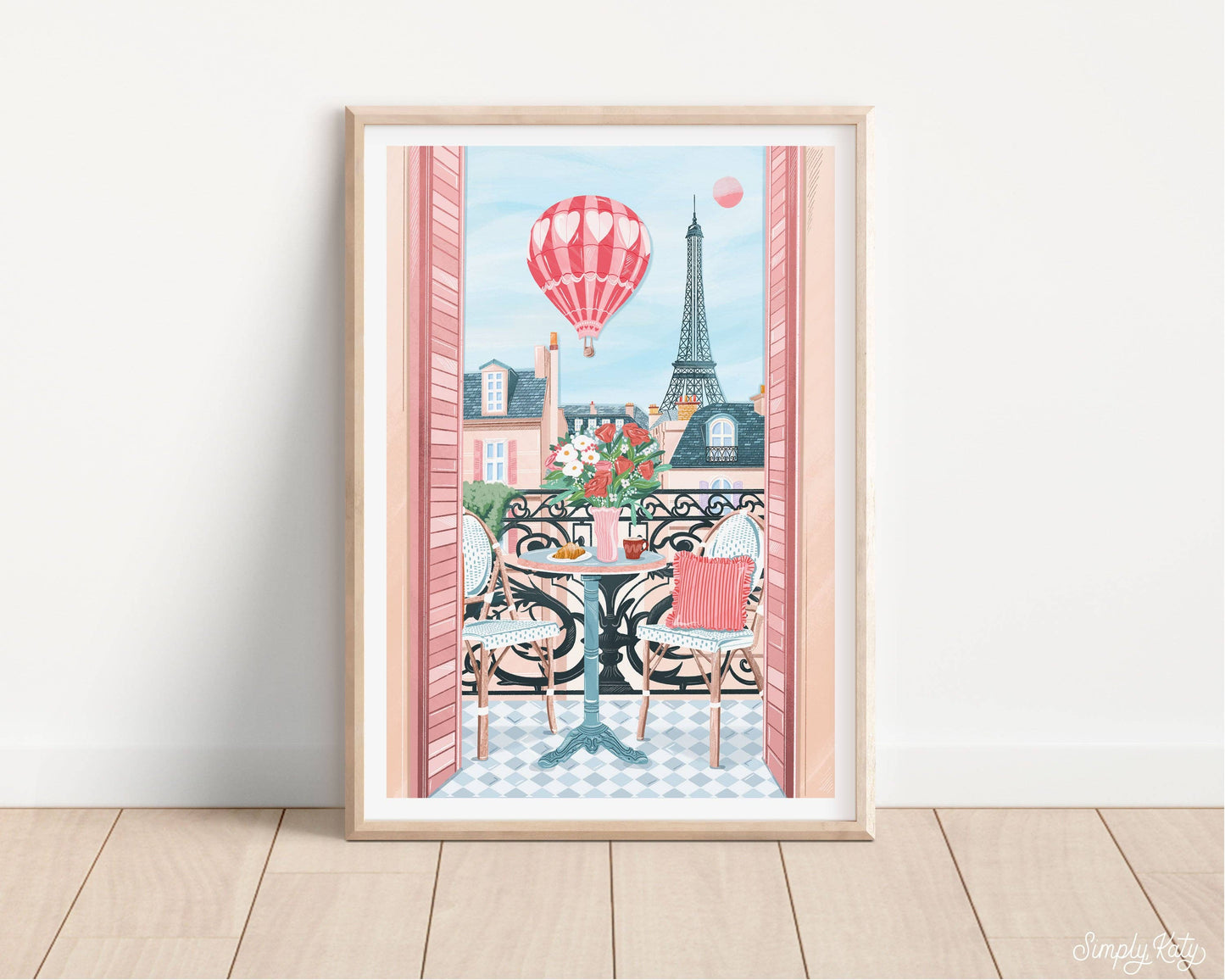 Paris Window Scene Print: A3